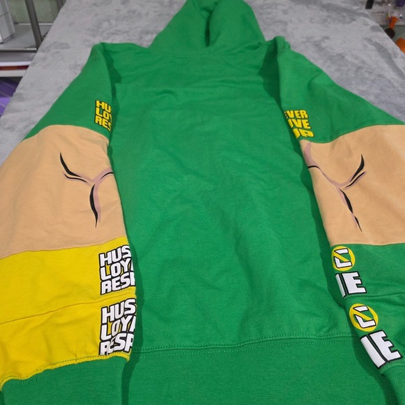 John Cena "Never Give Up" Respect WWE Youth Large Kids Hoodie Green Wrestling - Picture 6 of 6